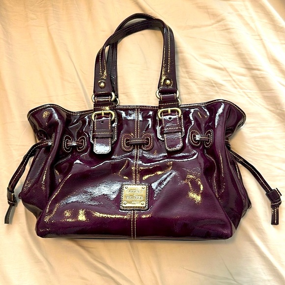Dooney & Bourke Handbags - Dooney & Burke Plum Chiara Leather Patent Medium Handbag